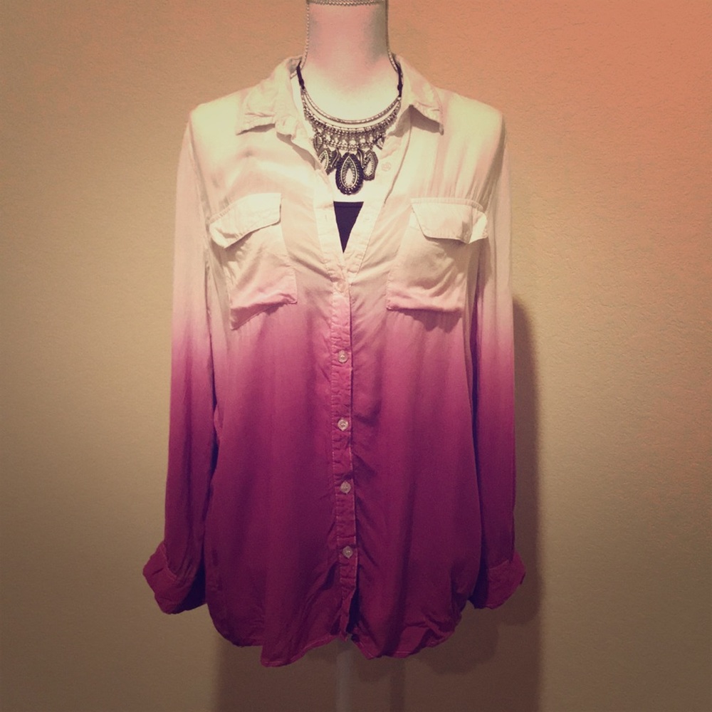 Purple and white fading button down